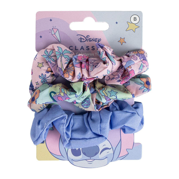 Disney Stitch Multicolor Hair Scrunchies, Soft Stretchy Fabric, 3 Pieces
