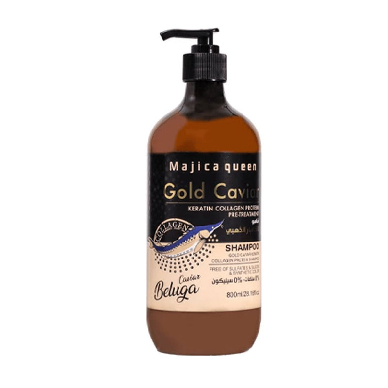 Majica Queen Gold Caviar Hair Shampoo Keratin Collagen Peptides Sulfate-Free 800 ml
