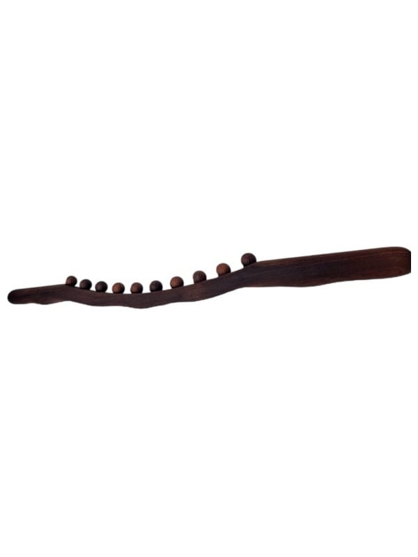Spa System Multi-Ball Wooden Massage Stick, Natural Wood, Long Design