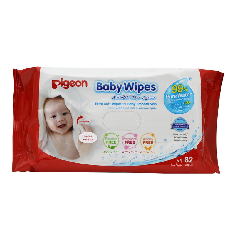 Pigeon 100% Pure Water Baby Wipes Fragrance-Free Alcohol-Free 82 Wipes