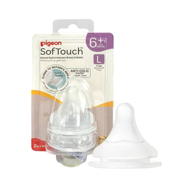 Pigeon SofTouch WN3 Baby Bottle Nipples Silicone Wide Neck L Size 2 Pack