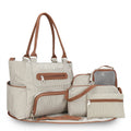 Little Story Diaper Bag Set, Ivory, With Changing Pad, Bottle Bag and Stroller Straps