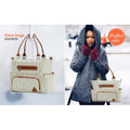 Little Story Diaper Bag Set, Ivory, With Changing Pad, Bottle Bag and Stroller Straps