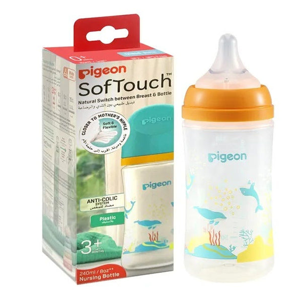 Pigeon Softouch Nursing Dolphin Baby Bottle Polypropylene Silicone Nipple 240ml