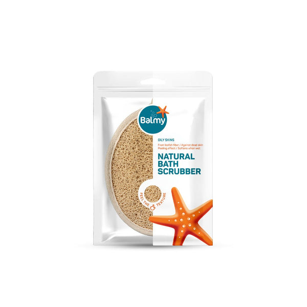 Balmy Natural Loofah Bath Sponge Circular Double-Sided Exfoliating Body Scrub