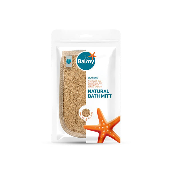 Balmy Natural Loofah Bath Mitt Double-Sided Exfoliating Body Glove
