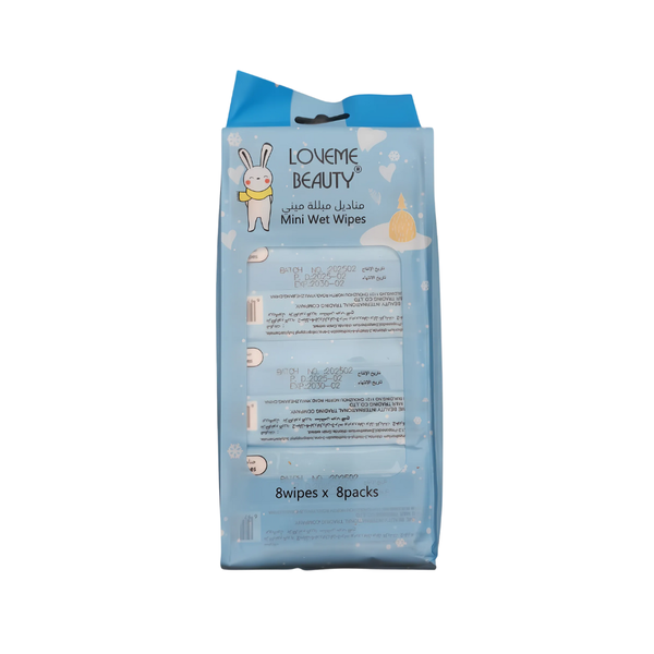 Loveme Beauty Mini Wet Wipes Gentle Moisturizing Formula, 8 Pieces
