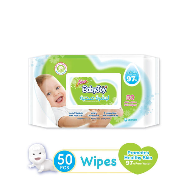 BabyJoy Healthy Skin Baby Wipes Chamomile Aloe Gel Pro Vitamin B5 50 Sheets