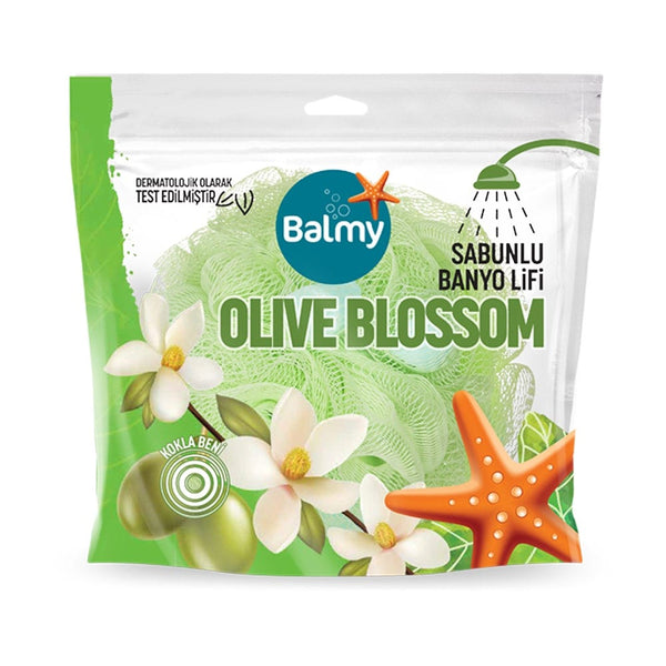 Balmy Bath Pouf With Olive Blossom Soap Self-Soaping Body Washcloth