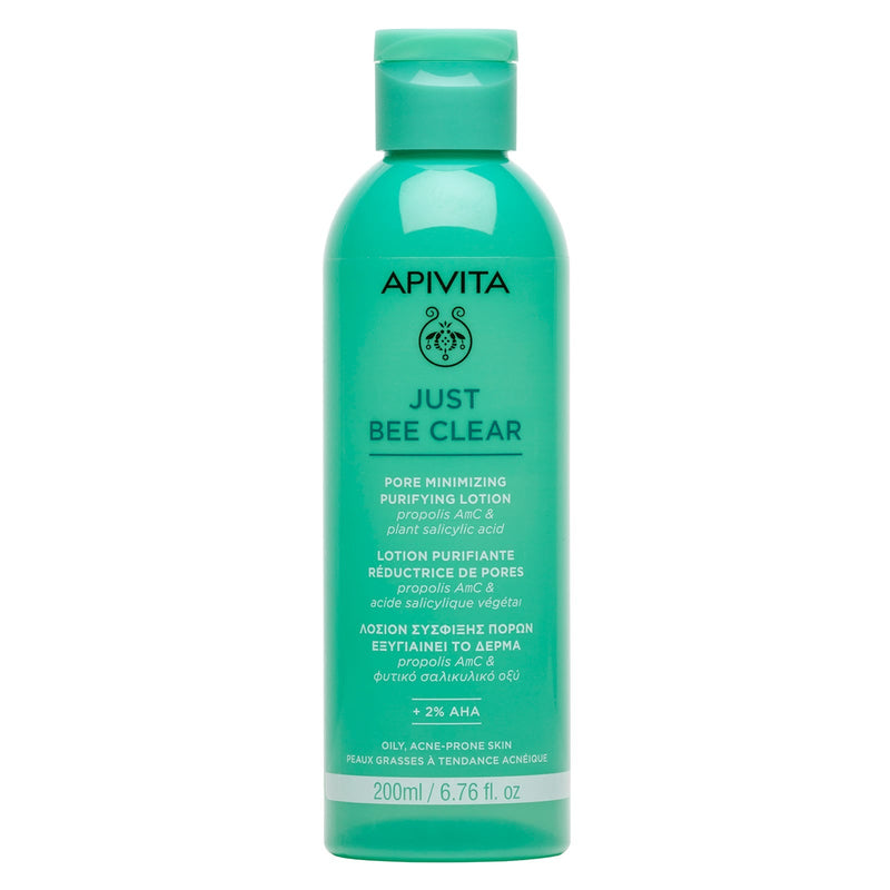 Apivita Just Bee Clear Purifying Toner Liquid Lotion with 2% AHA for Oily Skin 200 ml