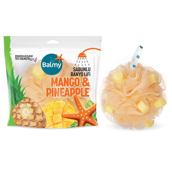 Balmy Bath Pouf With Mango & Pineapple Scented Soap