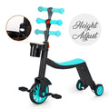 Little Story Multifunctional Kids Scooter, Balance Bike and Tricycle, Green, 5 Modes, Adjustable Height