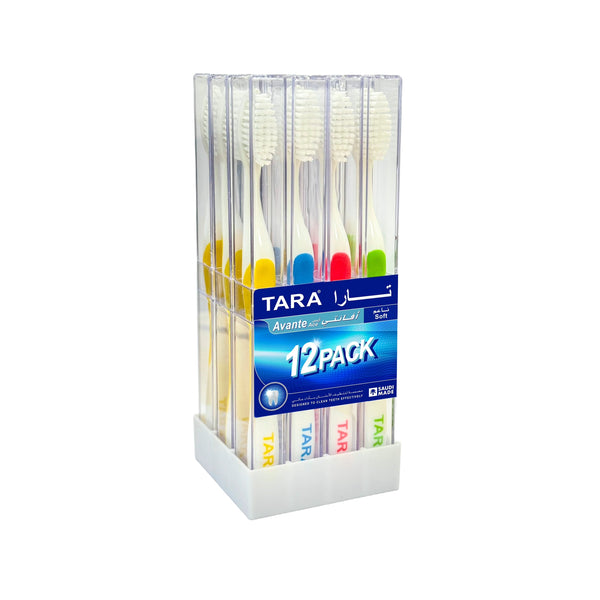 Tara Avante Ace Soft Toothbrushes Ergonomic Handle Rounded Bristles 12 Pack