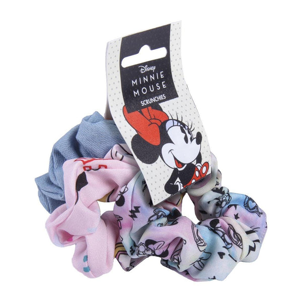 Disney Minnie Mouse Hair Scrunchies Soft Stretchy Fabric Multicolor 3 Pieces