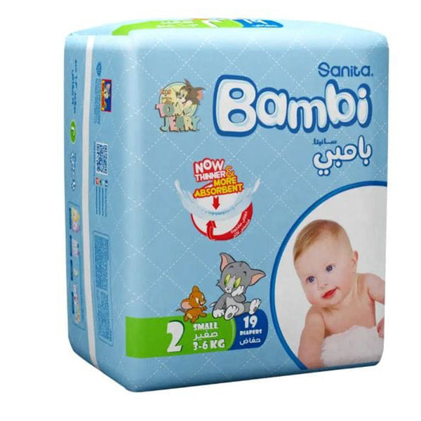 BAMBI Baby Diapers Size 2, 19 Pack, 3-6 kg