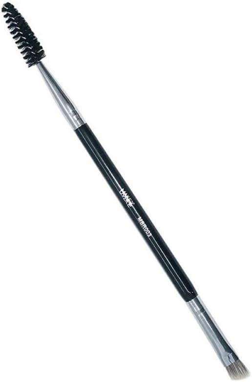Makeover22 MBR003 Double-Ended Eyebrow Makeup Brush, Angled Flat Brush with Spoolie, Black, 1 Piece