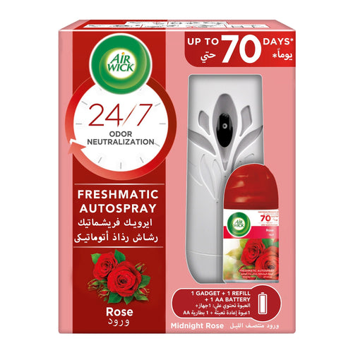 Air Wick Freshmatic Midnight Rose Automatic Air Freshener Kit, 1 Refill and AA Battery