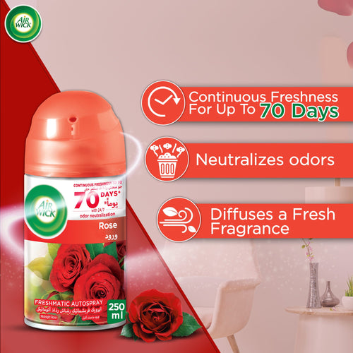 Air Wick Freshmatic Midnight Rose Automatic Air Freshener Kit, 1 Refill and AA Battery
