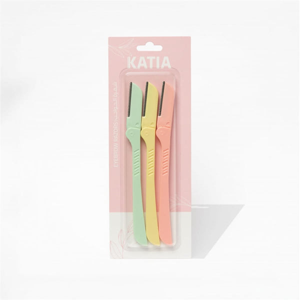 Katia Eyebrow Razors Set Precision Grooming Stainless Steel Blades 3 Pieces