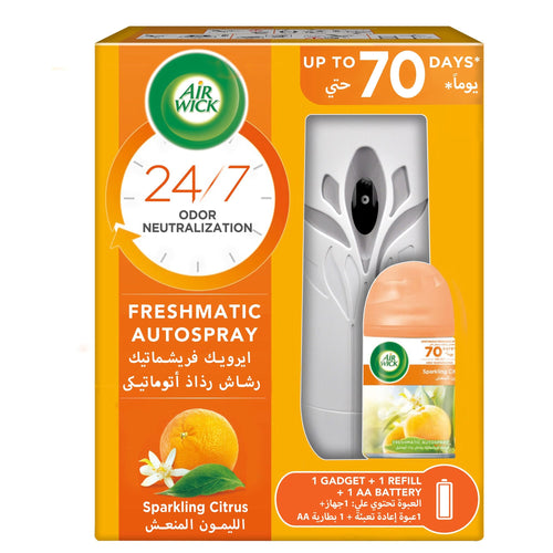 Air Wick Freshmatic Autospray Kit Automatic Citrus Air Freshener with Refill and AA Battery