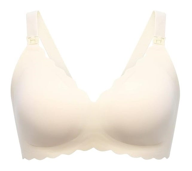Momcozy Nursing Bra Classic Jelly Strip Support Cream XL