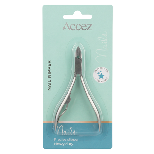 Accez Nail Nipper Stainless Steel Spring Action Curved Tip 1 Piece