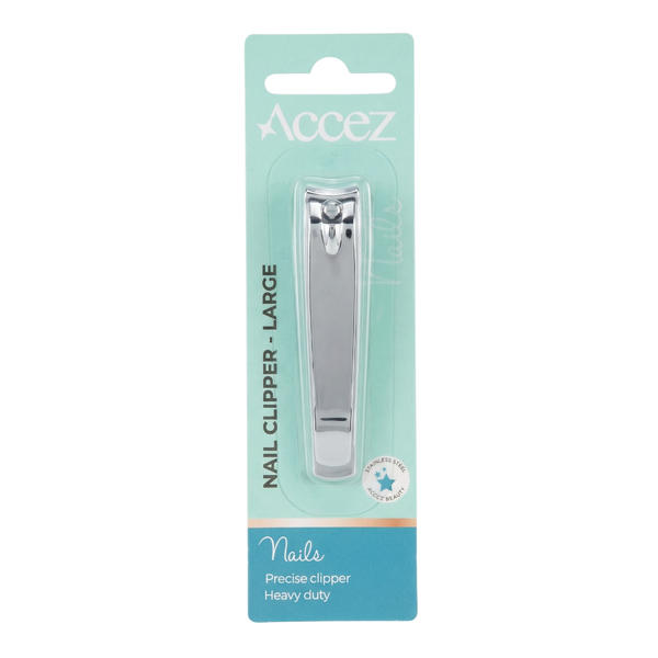 Accez 3-in-1 Large Nail Clipper with Nail File and Cleaner, Stainless Steel