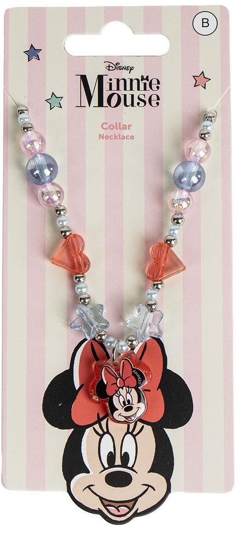 Disney Minnie Mouse Necklace Pendant with Pastel Pearls and Hearts, 1 Pc