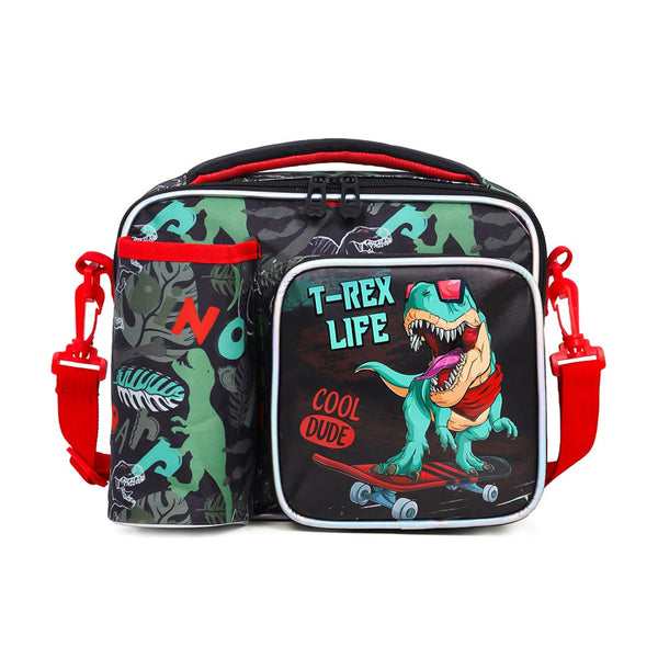 Eazy Kids Dinosaur Green Insulated Lunch Bag, 5L, Adjustable Strap