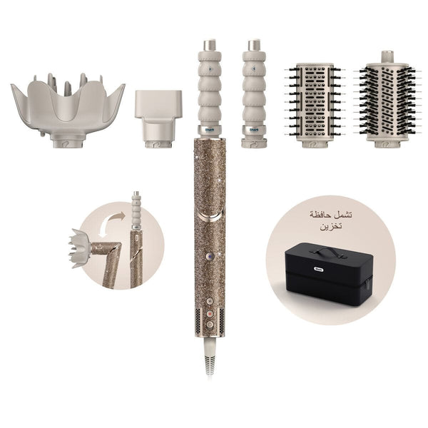 Shark FlexStyle Sparkle Champagne Diamond Hair Dryer and Air Styler with Curlers, Brushes, Diffuser and Case