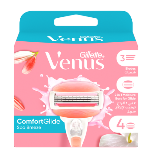 Gillette Venus Comfortglide Spa Breeze Women's Razor Blade Refills 4 Pieces
