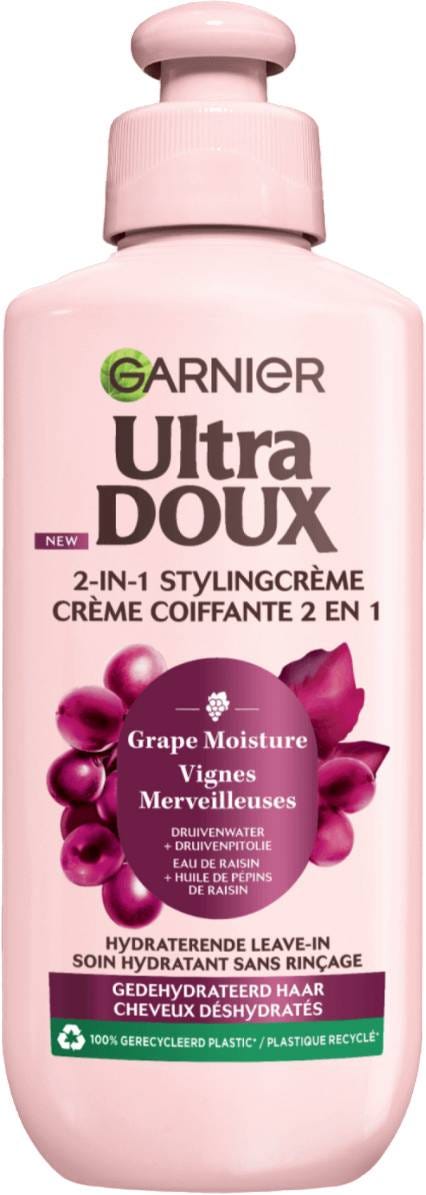 Garnier Ultra Doux Grape Moisture Leave-In Cream, Grape Water and Seed Oil, 200 ml