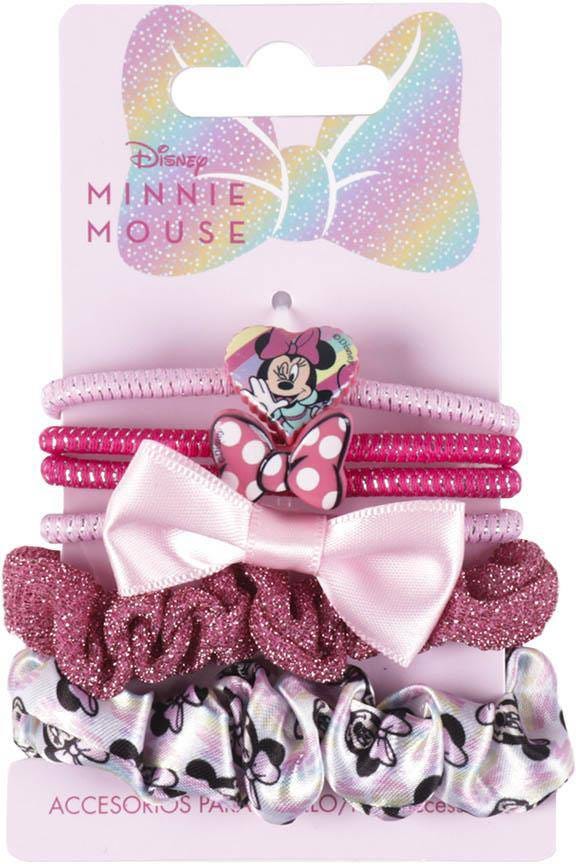 Disney Minnie Mouse Hair Scrunchies, Elastic Hair Ties, 6-Piece Set