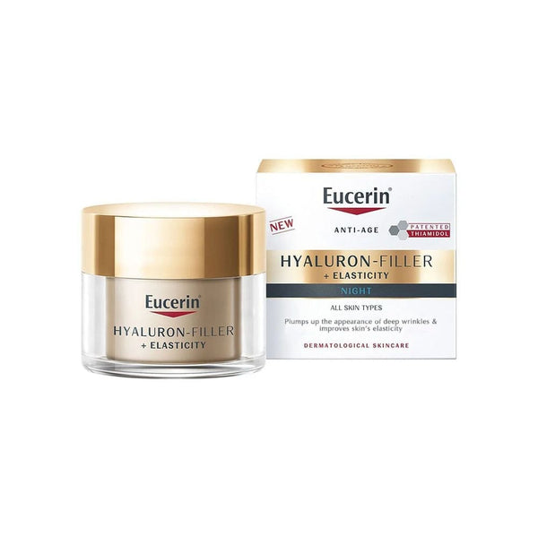 Eucerin Hyaluron-Filler + Elasticity Night Cream, Hyaluronic Acid, Thiamidol, 50 ml