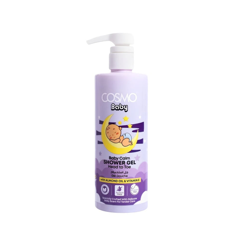 Cosmo Baby Calm Shower Gel Gentle Body Wash and Shampoo Almond Oil Vitamin E 500ml
