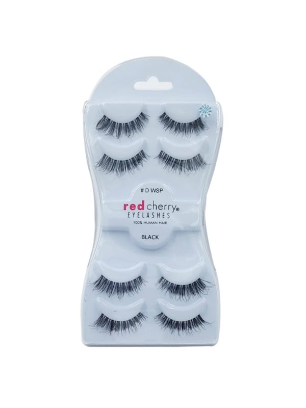 Red Cherry False Eyelashes #D WSP Natural Human Hair Graduated Outer-Edge Fullness 4 Pairs