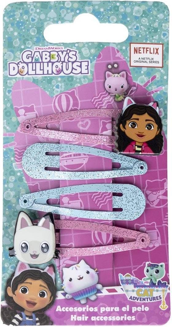Disney Gabby's Dollhouse Hair Pins Multicolor Pink and Blue 4 Pieces