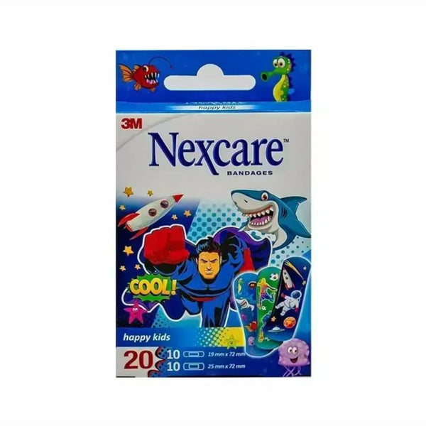 Nexcare Hapykids Plaster Cool Assorted Colorful Bandages, 20 Pieces