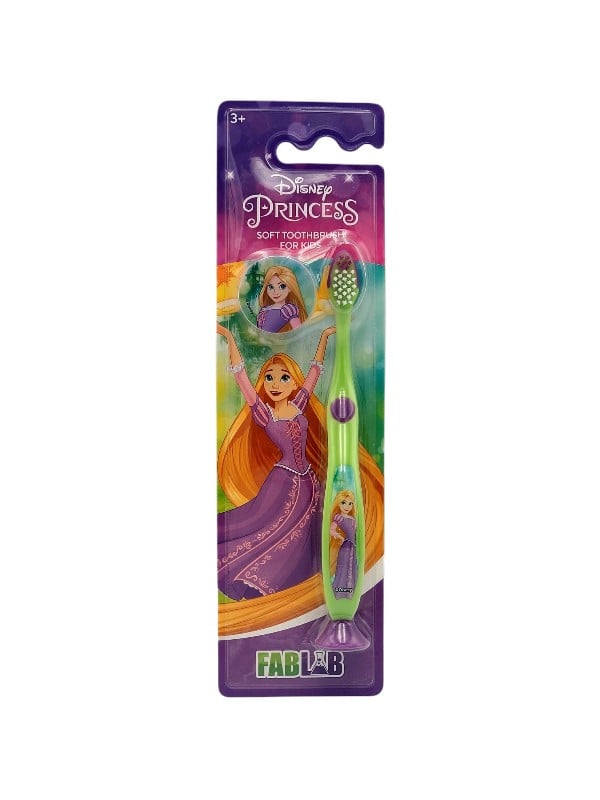 Fab Lab Rapunzel Kids Toothbrush with Cover and Stand, Soft Bristles, Assorted Colors