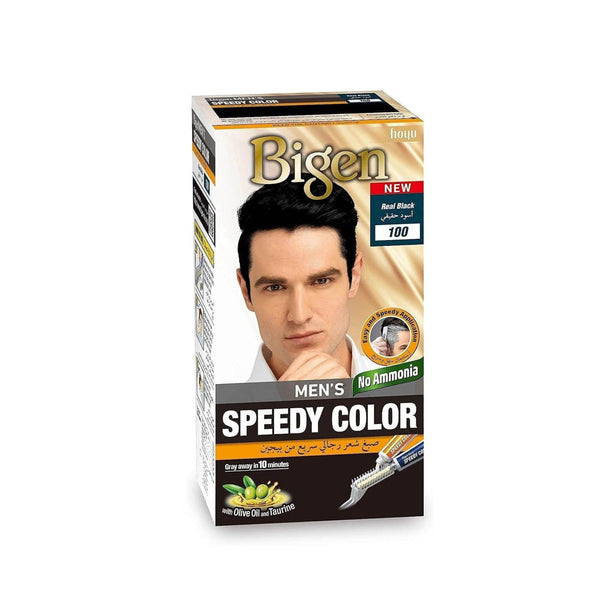 Bigen Men's Fast Hair Dye Without Ammonia, Real Black 100, 5-10 Minute Colour