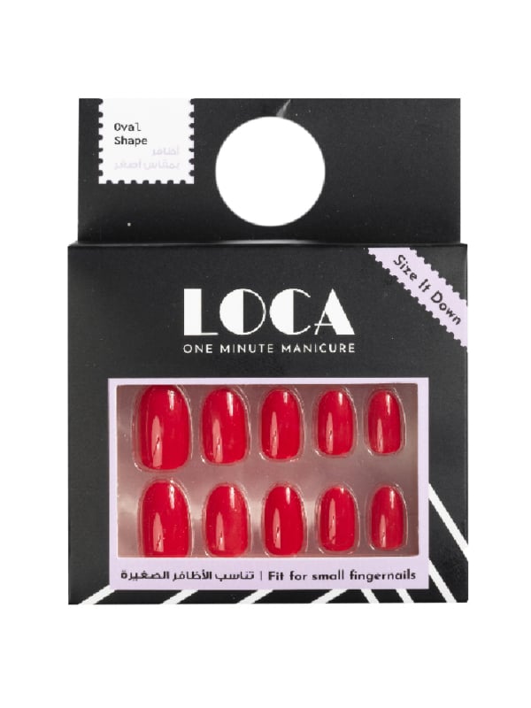 Luca N4 Self-Adhesive Artificial Nails Oval Red 24-Piece Set for Small Nails