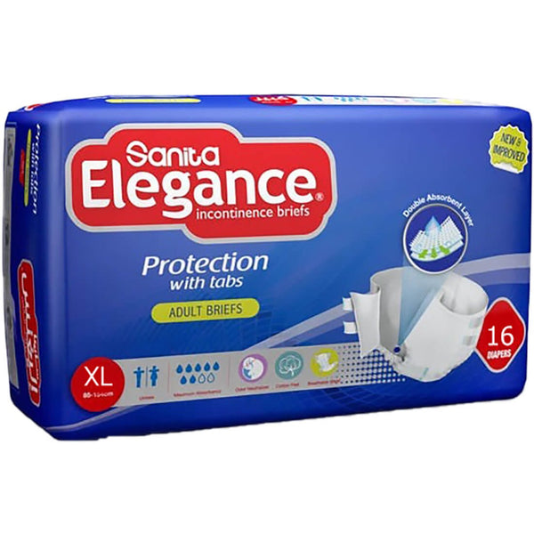 Sanita Elegance Adult Diapers XLarge, 16 Pack, Dual-Absorbent Leak Protection