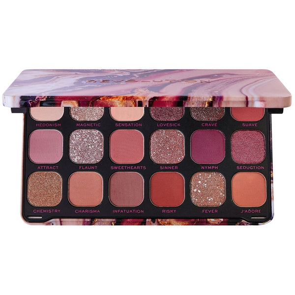 Makeup Revolution Forever Flawless Allure Eyeshadow Palette, 18 Shades, Matte Shimmer and Marbled Glitter