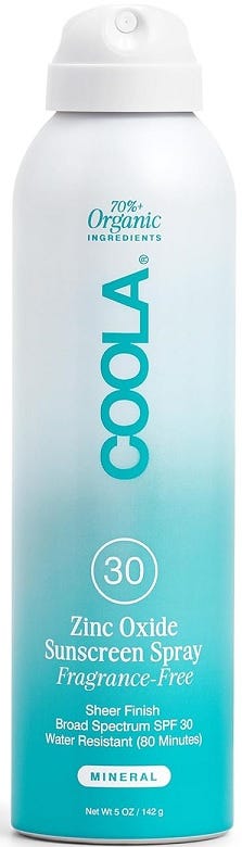 COOLA Mineral Body Spray SPF 30 Fragrance-Free Non-Nano Zinc Oxide 148 ml
