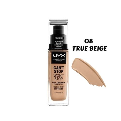 NYX Professional Makeup Foundation 08 True Beige Matte Full Coverage 30ml