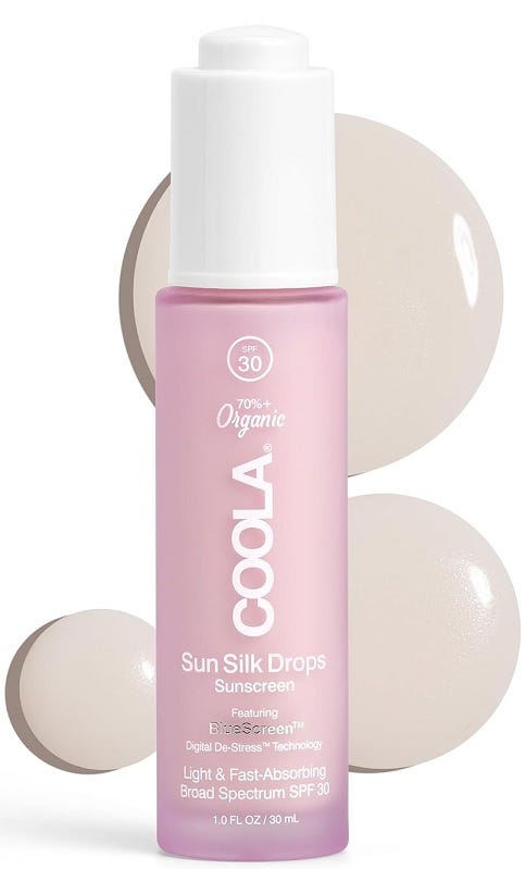 Coola Sun Silk Drops Face Moisturizer SPF 30 Liquid Vitamin E Hyaluronic Acid 30 ml