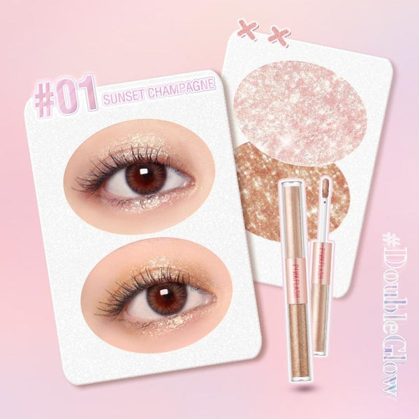 Pink Flash 2-in-1 Liquid Eyeshadow Shimmer Glitter Sunset Champagne Shade 01, 1.5 x 2 g
