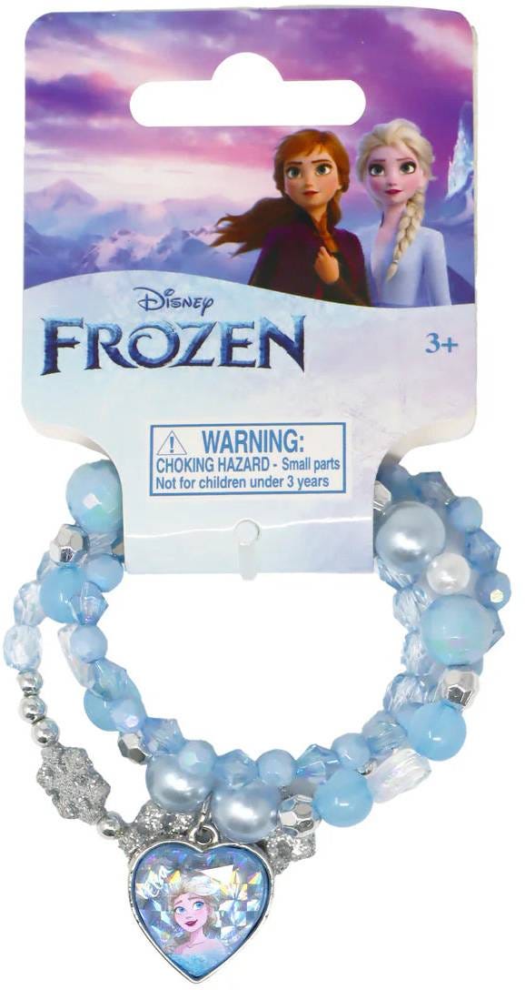 Disney Frozen Elsa Bracelet Set Stretch Elastic Beaded Heart Pendant 3 Pieces
