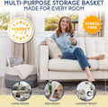 Little Story Cotton Rope Diaper Caddy XL Nursery Storage Basket, Ivory