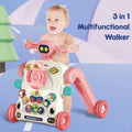 Teknum 3-in-1 Baby Walker with Musical Keyboard, Learning Table and Game Panel, Pink